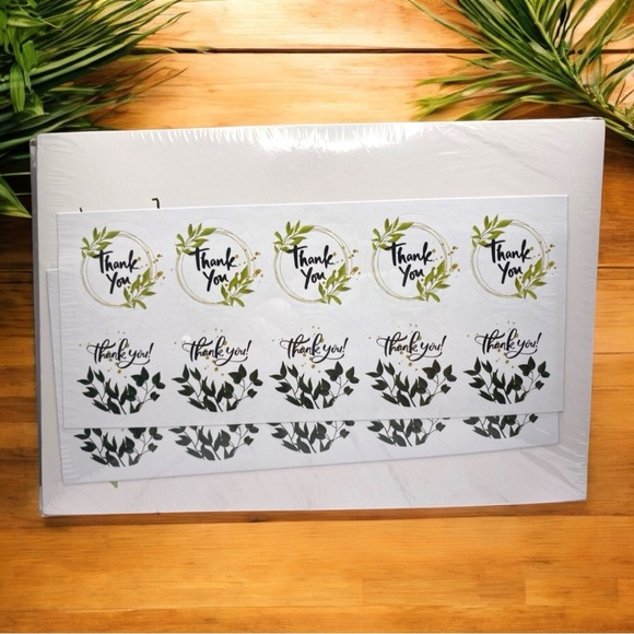 48 Gold Foil Green Leaves Thank You Cards w/ Envelopes & Sticker Seals – NEW - Picture 4 of 5